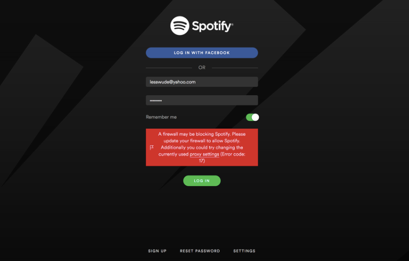 Spotify error code 17